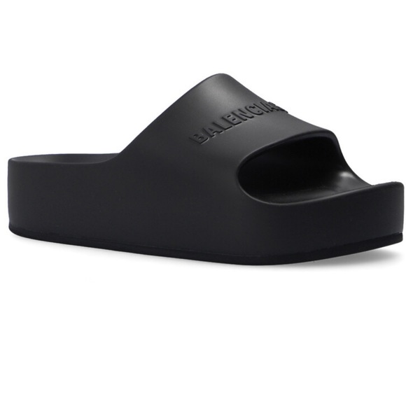 Balenciaga Shoes - Balenciaga Chunky Logo Rubber Slides